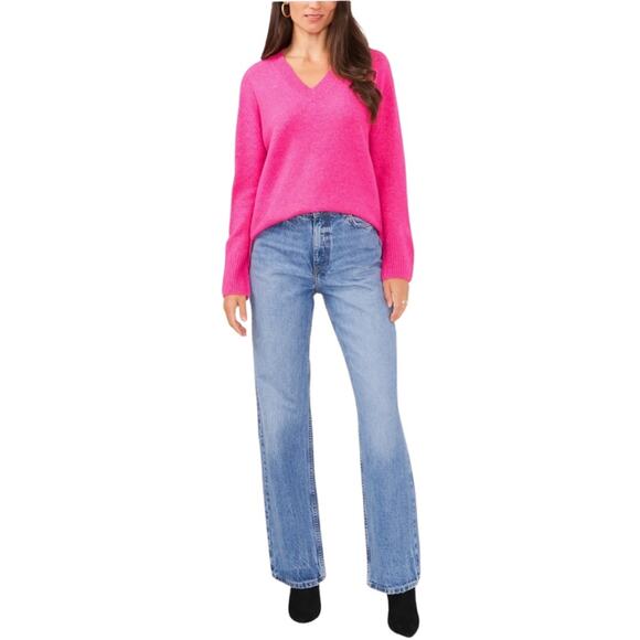 NWT Vince Camuto Pink V-Neck Sweater - Picture 1 of 7